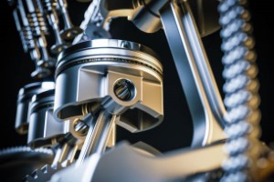 A close up image of a diesel engine.